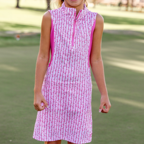 Girls Frankie Dress - Iron Reef - Pink/Lime