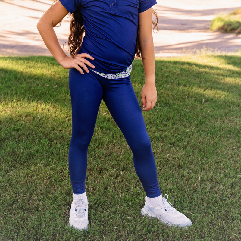 Girls Brynn Leggings - Birdie Bliss - Navy/Lime