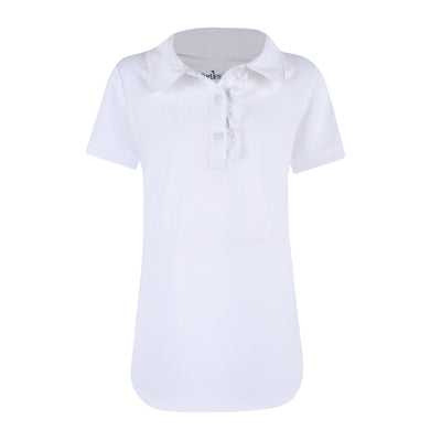 Girls  Signature Cap  Sleeve Polo Shirt - White  TurtlesAndTees   