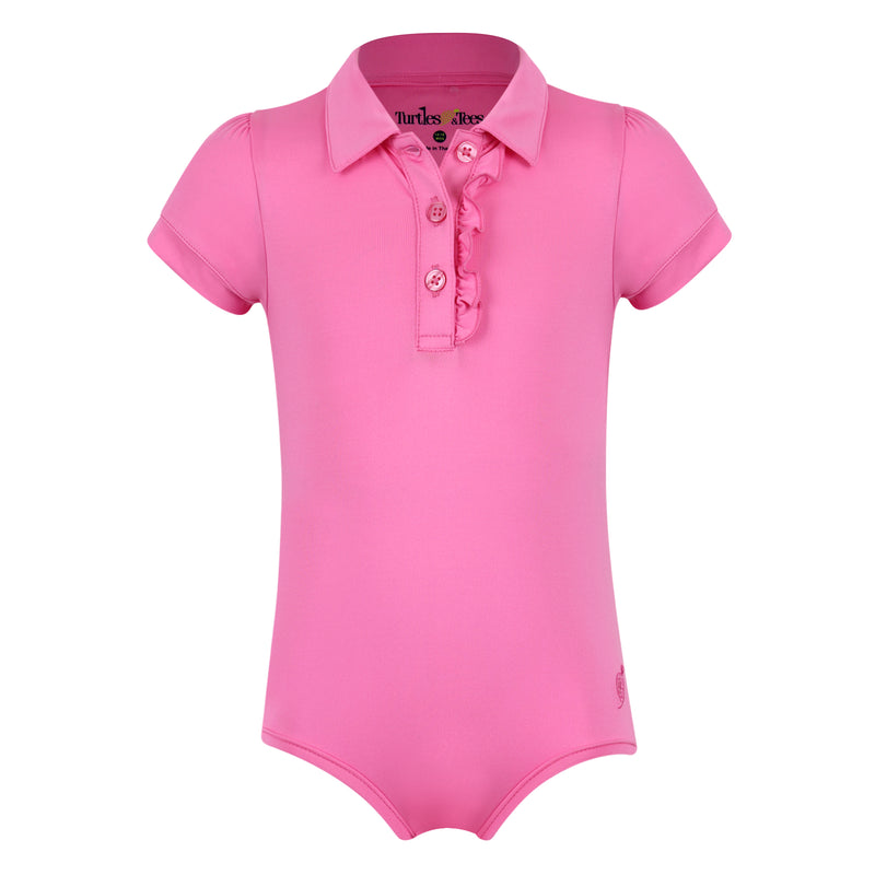 Girls hot pink polo onesie