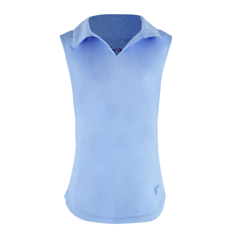 Light blue girls sleeveless golf polo