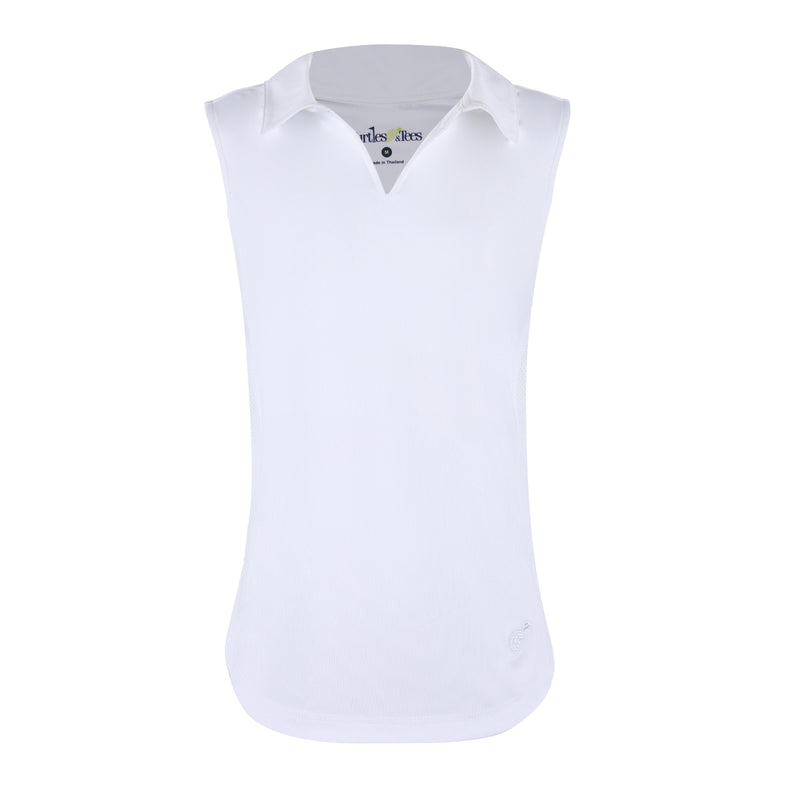 Girls white sleeveless polo shirt