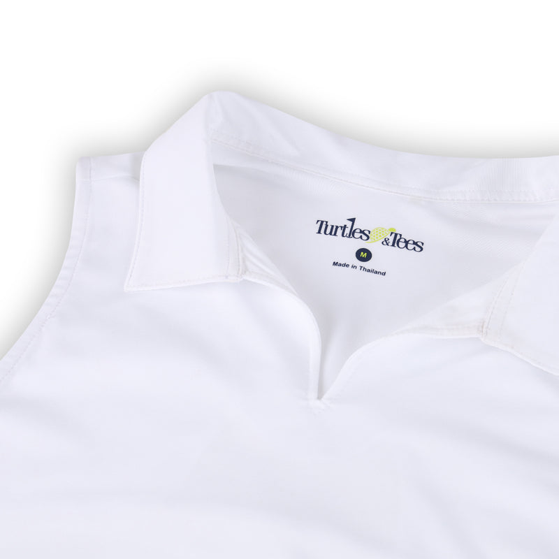 White sleeveless polo shirt for girls